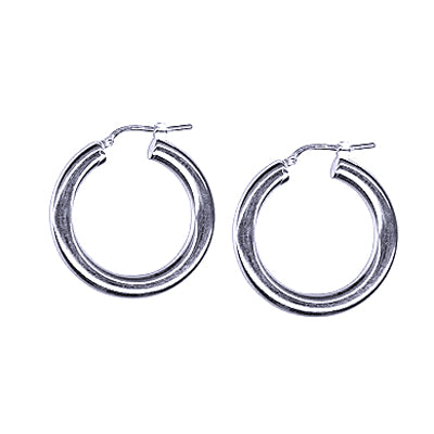 Sterling Silver Italian Plain Hoop Earrings