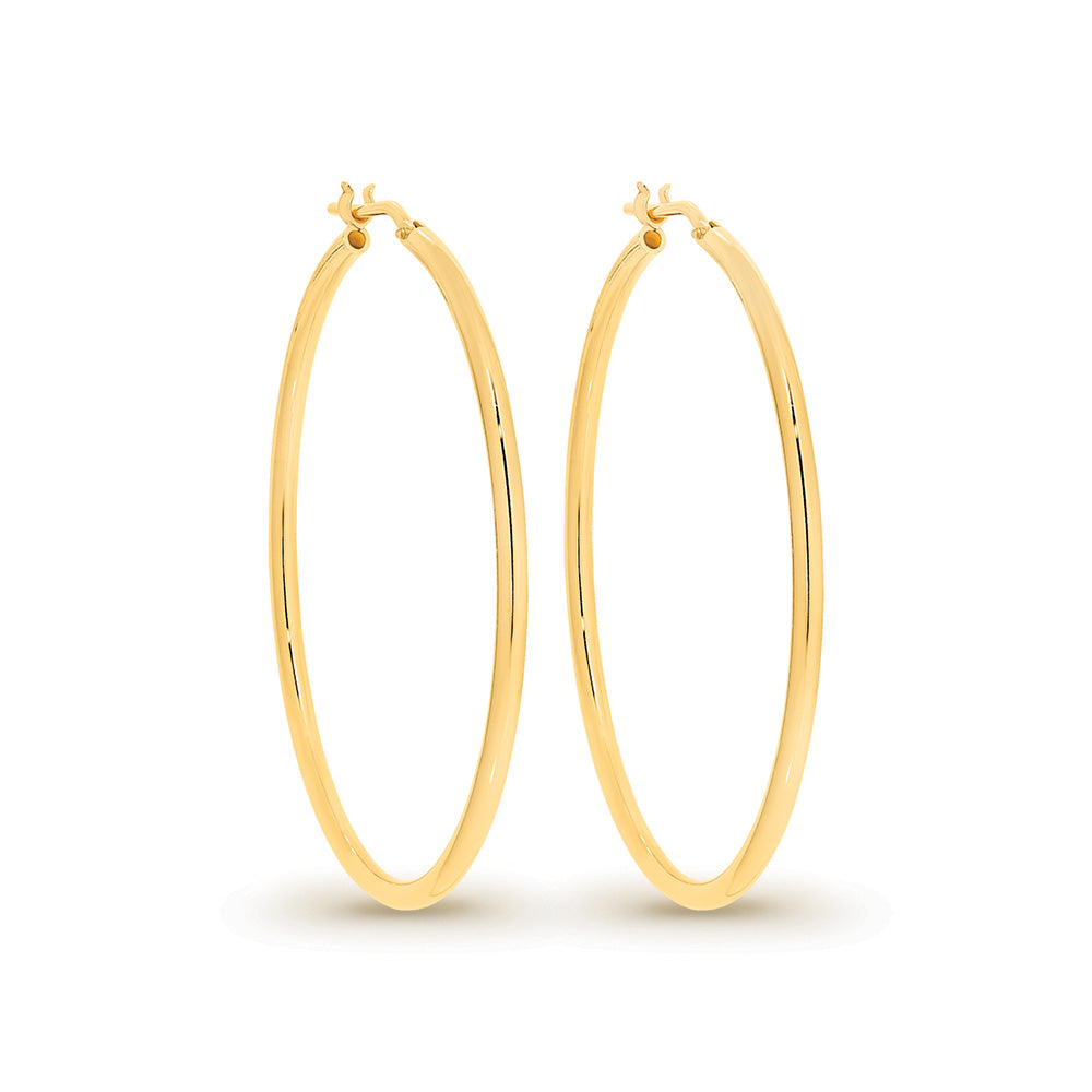 Sterling Silver Gold Plated Italian Plain Hoop Earrings