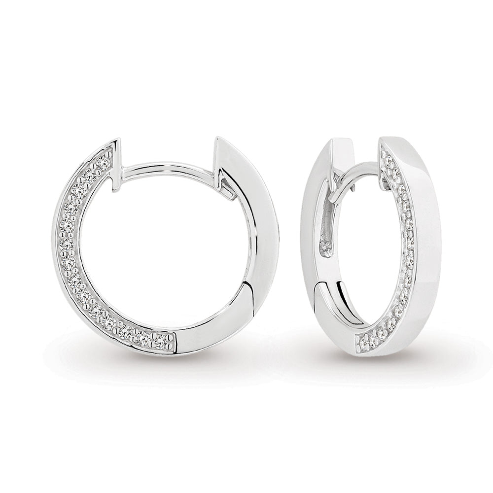 Sterling Silver Huggies With Cz Outer Edge