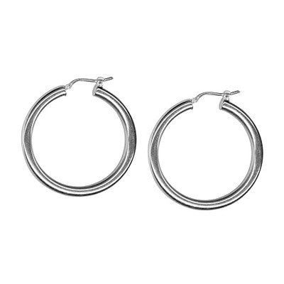 Sterling Silver Italian Plain Hoop Earrings