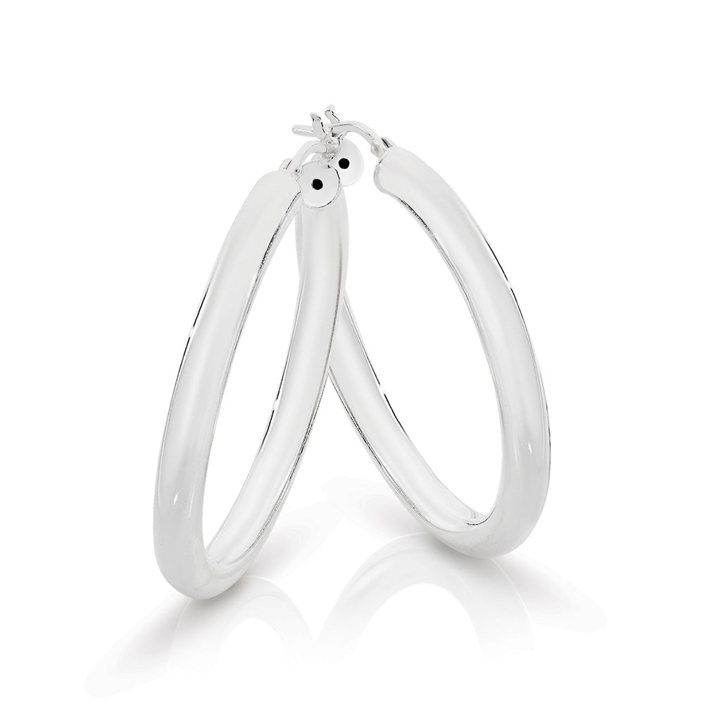 Sterling Silver Italian Plain Hoop Earrings