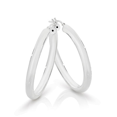Sterling Silver Italian Plain Hoop Earrings