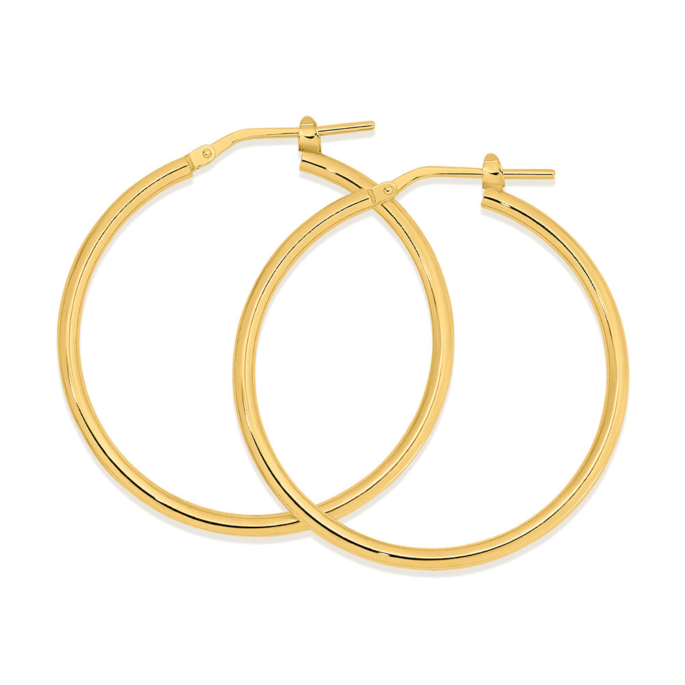 Sterling Silver Gold Plated Italian Plain Hoop Earrings