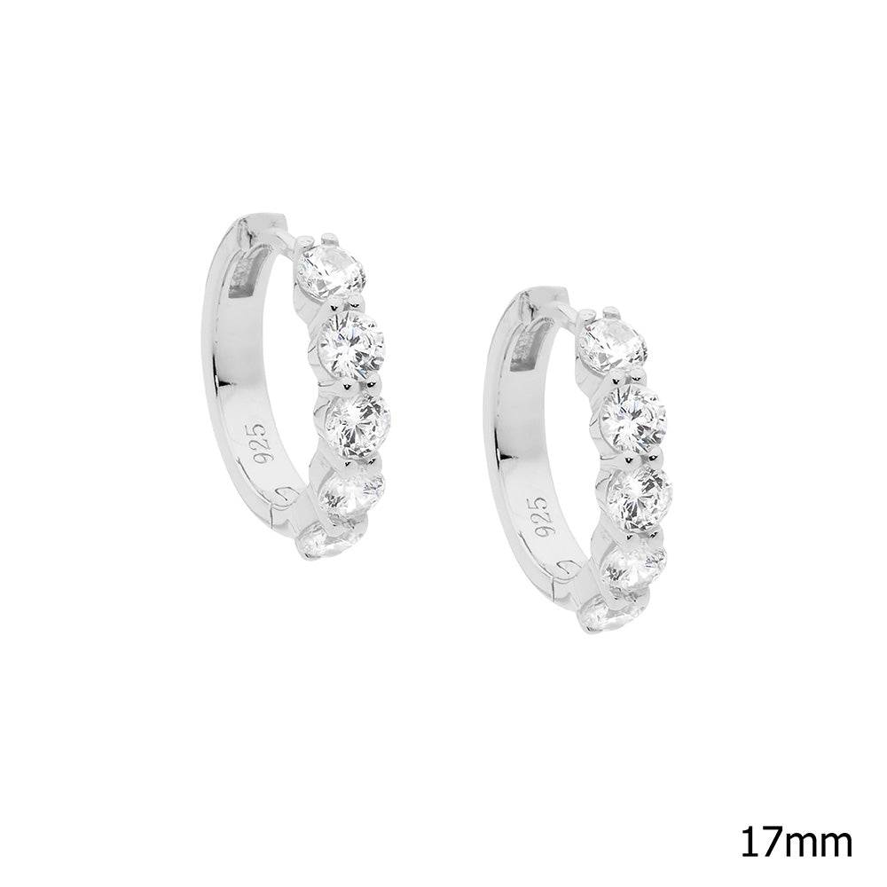 Sterling Silver Cz Hoop Earrings