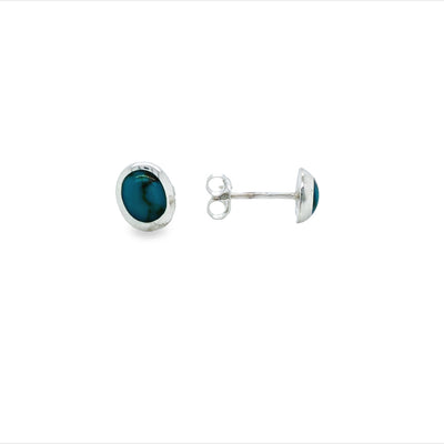 Onatah Sterling Silver Oval Turquoise Bezel Set Studs