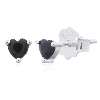 Olivia Sterling Silver Heart Black Cz Stud Earrings