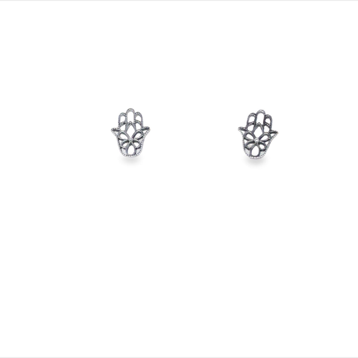 Sterling Silver Hamsa Hand Stud Earrings