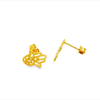 Silver Gold Plated Hamsa Hand Stud Earrings