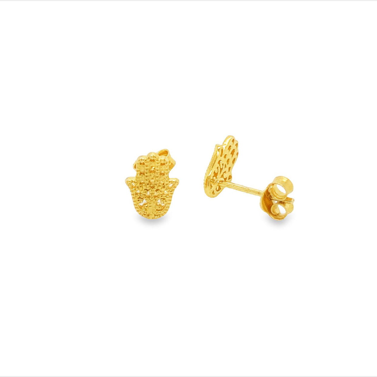 Silver Gold Plated Hamsa Hand Stud Earrings