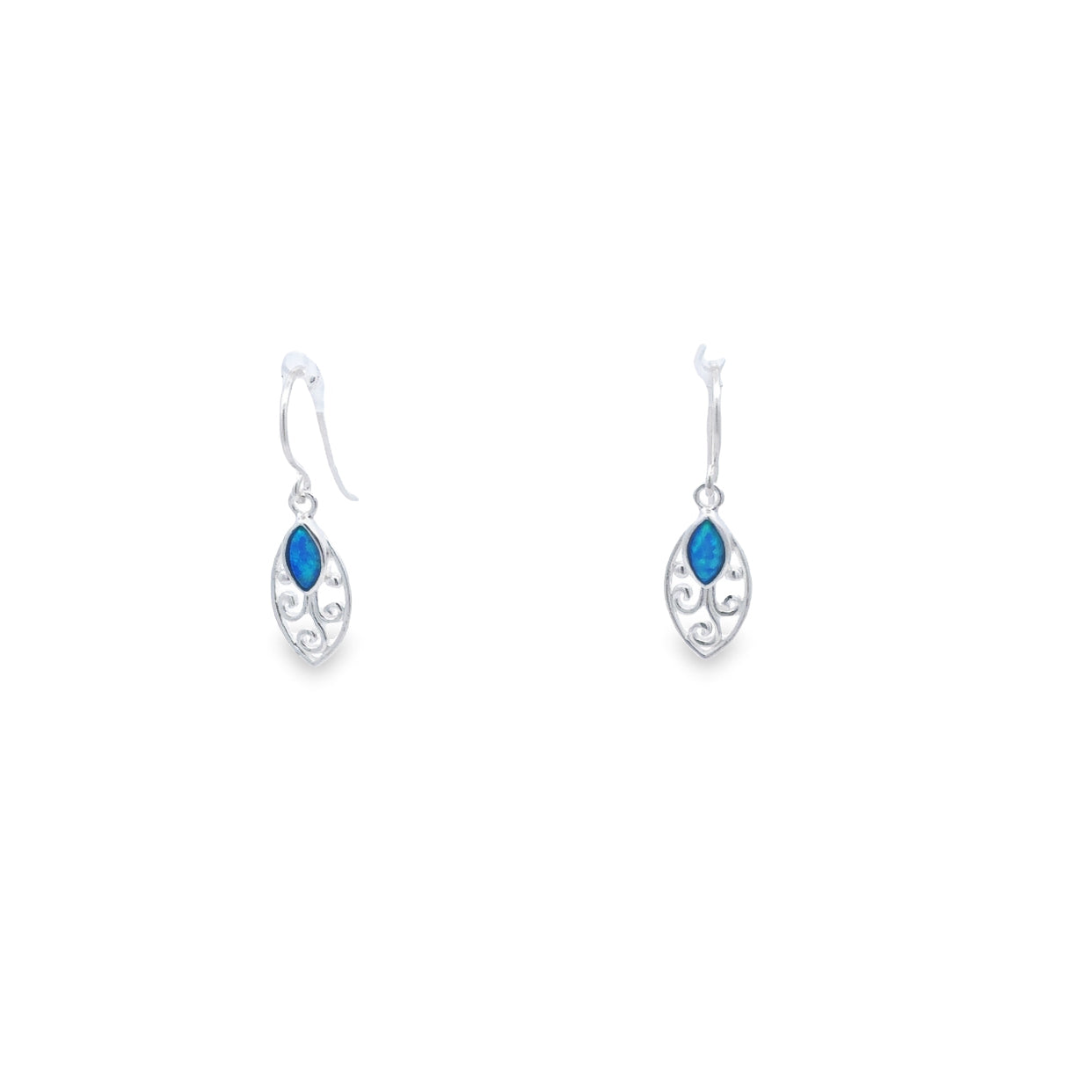 Sterling Silver Filigree Blue Opalite Earring Shephook