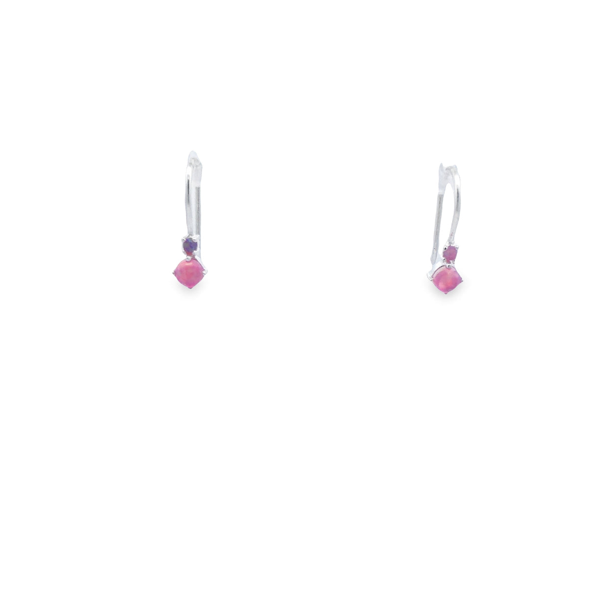 Sterling Silver Two Piece Pink Opalite Shephook Earrings