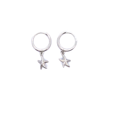 Sterling Silver Starfish Huggie Earrings