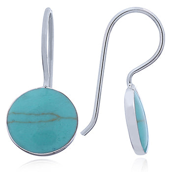 Onatah Sterling Silver Round Turquoise Fixed Shephook Drop Earring