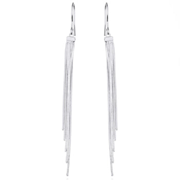 Olivia Sterling Silver Fringe Drop Earrings With Shephooks Rhodium Plated