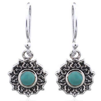 Onatah Sterling Silver Mystic Disc Drop Turquoise Earrings With Shep Hooks
