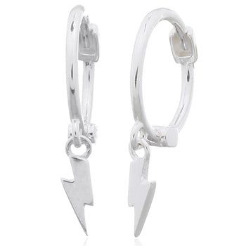 Onatah Sterling Silver Hoops With Mini Lightening Bolt Dangles