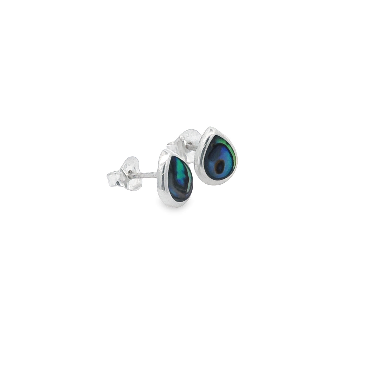 Onatah Sterling Silver Pear Shaped Paua Shell Bezel Set Studs