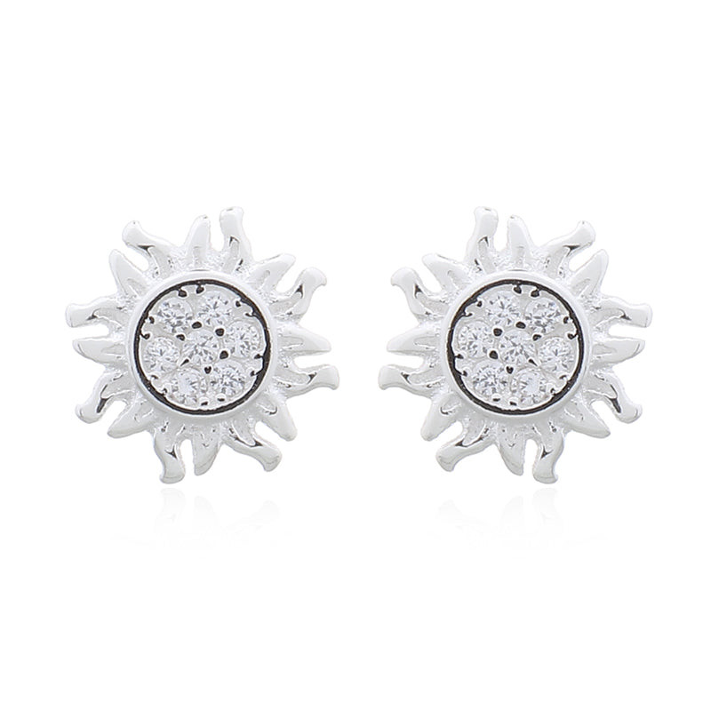 Onatah Sterling Silver Cz Sun Stud Earrings