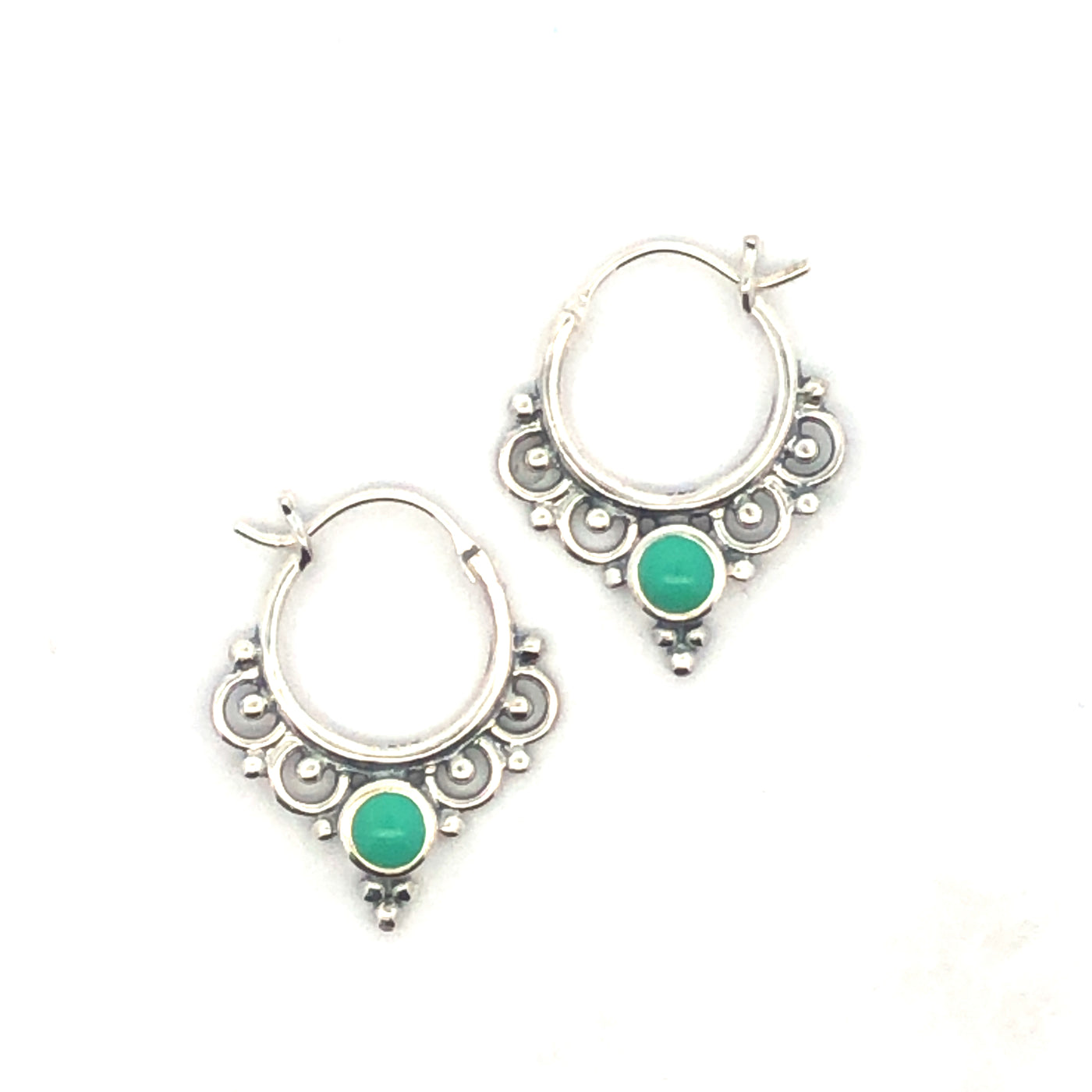 Onatah Sterling Silver Mandala Hoop Earrings Set With Turquoise