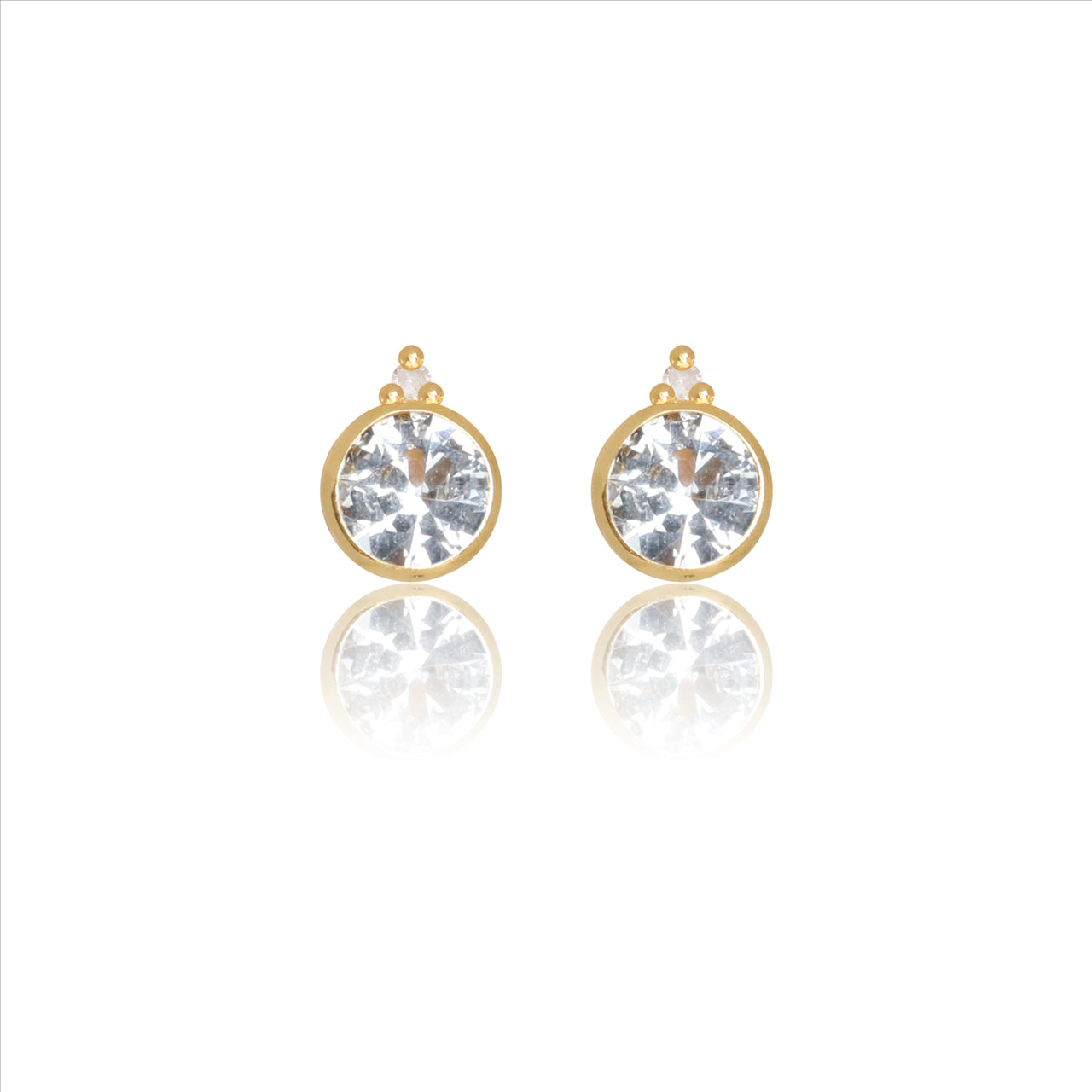 Diamonds By Georgini Natural Topaz And Two Natural Diamond April Earrings Sterling Silver Gold Plated