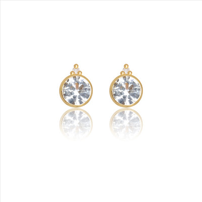 Diamonds By Georgini Natural Topaz And Two Natural Diamond April Earrings Sterling Silver Gold Plated