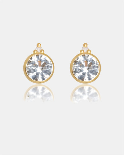 Diamonds By Georgini Natural Topaz And Two Natural Diamond April Earrings Sterling Silver Gold Plated