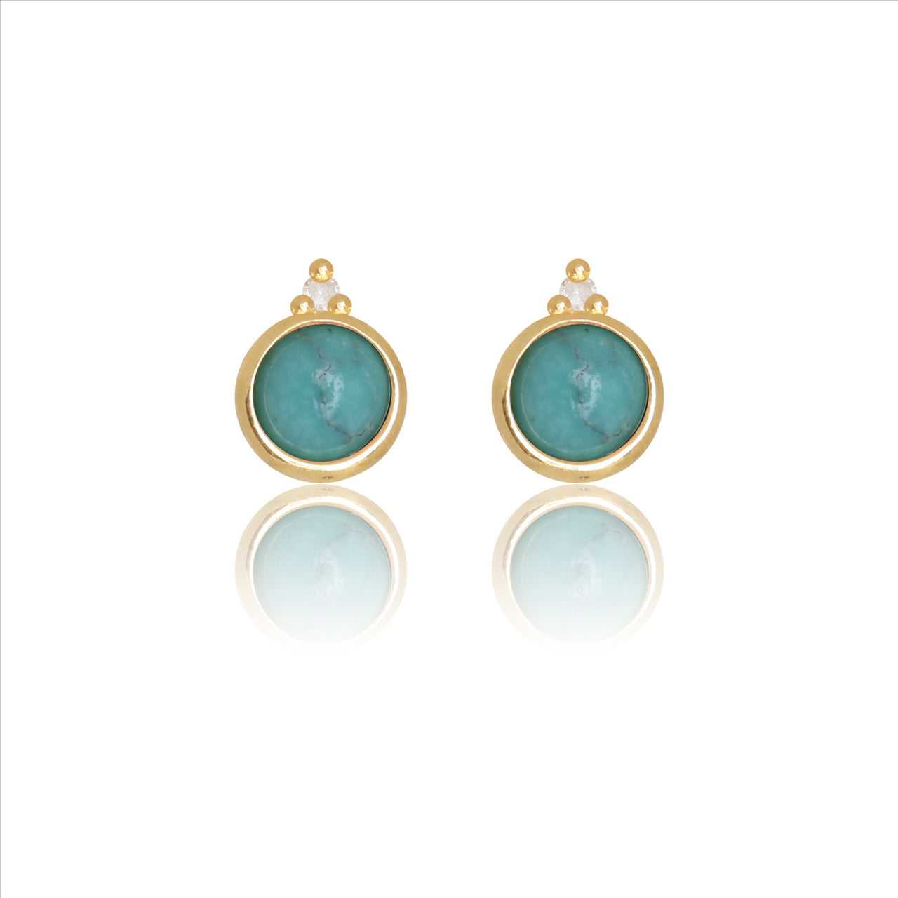 Diamonds By Georgini Natural Turquoise And Two Natural Diamond December Earrings Sterling Silver Gold Plated