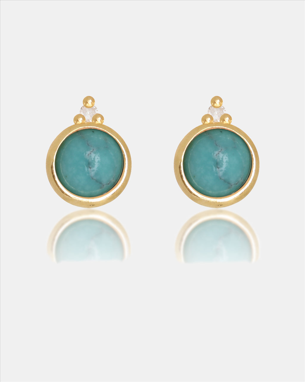 Diamonds By Georgini Natural Turquoise And Two Natural Diamond December Earrings Sterling Silver Gold Plated