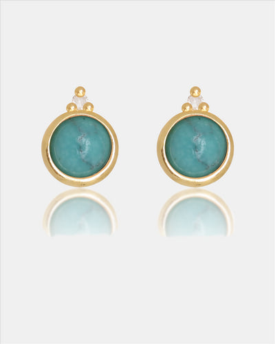 Diamonds By Georgini Natural Turquoise And Two Natural Diamond December Earrings Sterling Silver Gold Plated