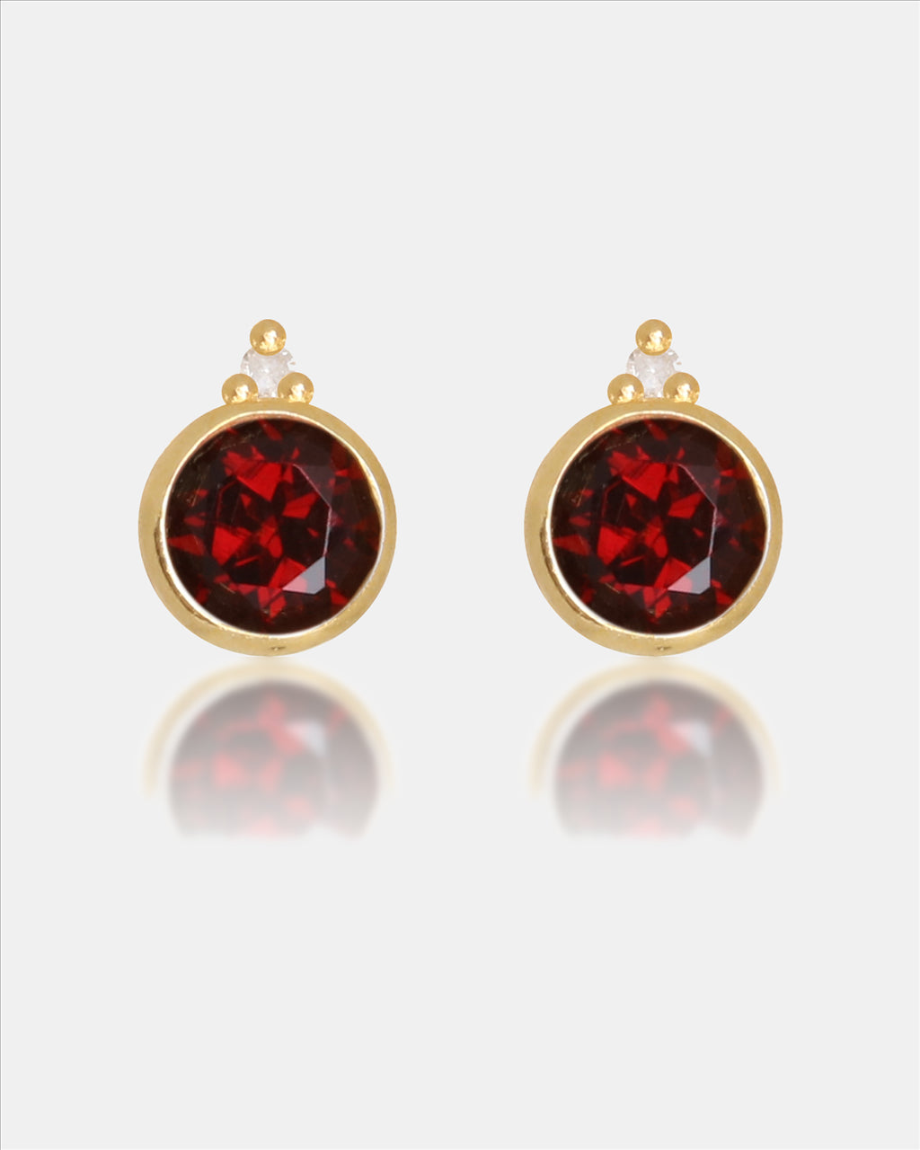 Diamonds By Georgini Natural Garnet And Two Natural Diamond January Earrings Sterling Silver Gold Plate