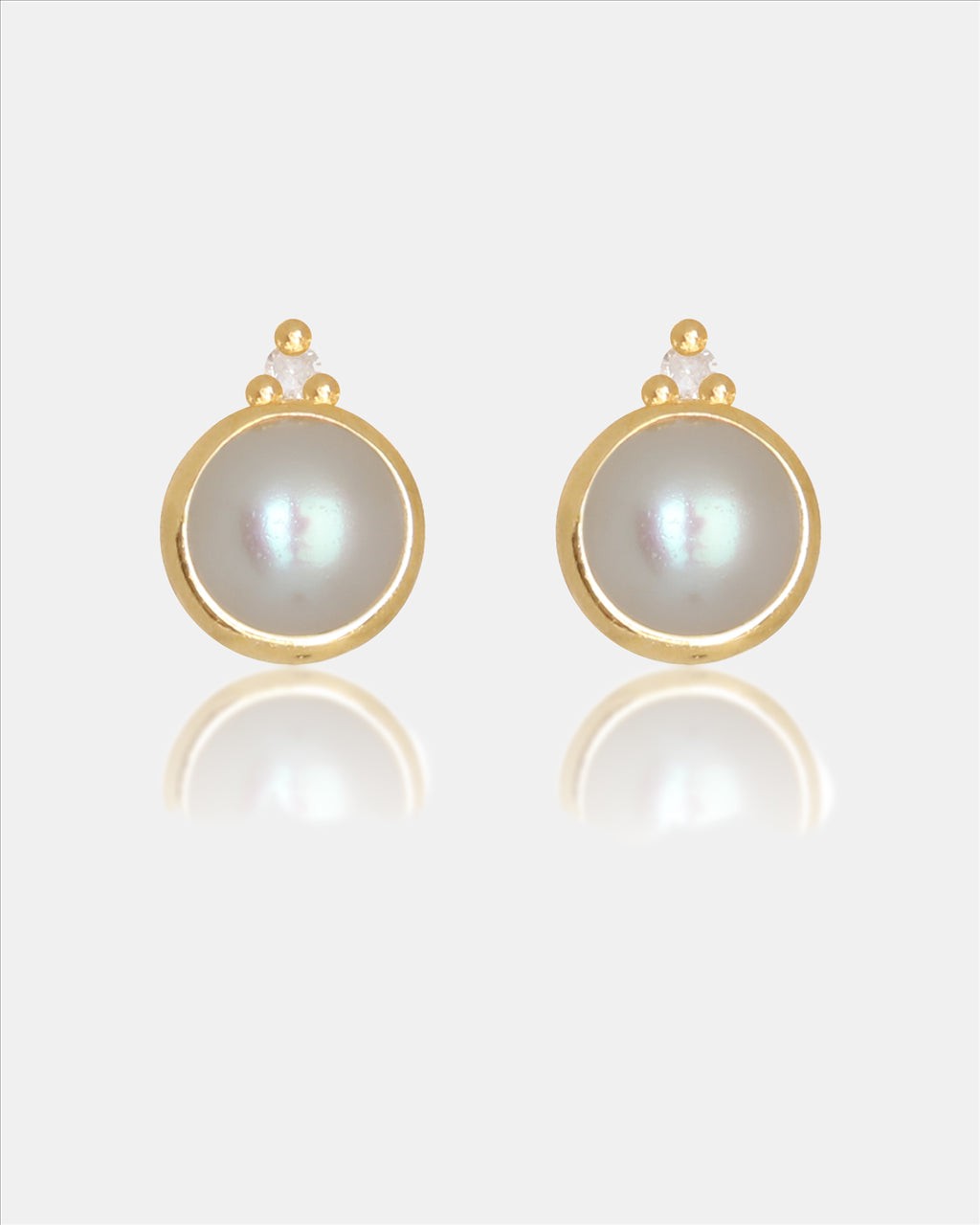 Diamonds By Georgini Freshwater Pearl And Two Natural Diamond June Earrings Sterling Silver Gold Plated