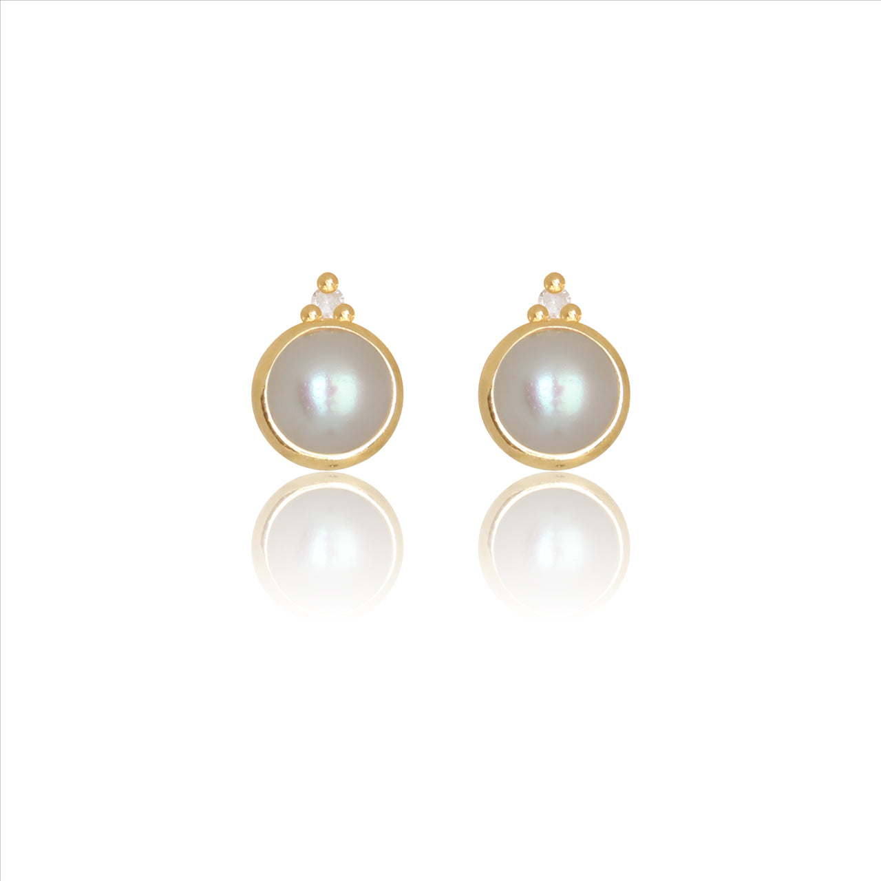 Diamonds By Georgini Freshwater Pearl And Two Natural Diamond June Earrings Sterling Silver Gold Plated