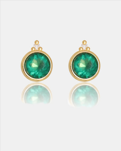 Diamonds By Georgini Natural Green Agate And Two Natural Diamond May Earrings Sterling Silver Gold Plated