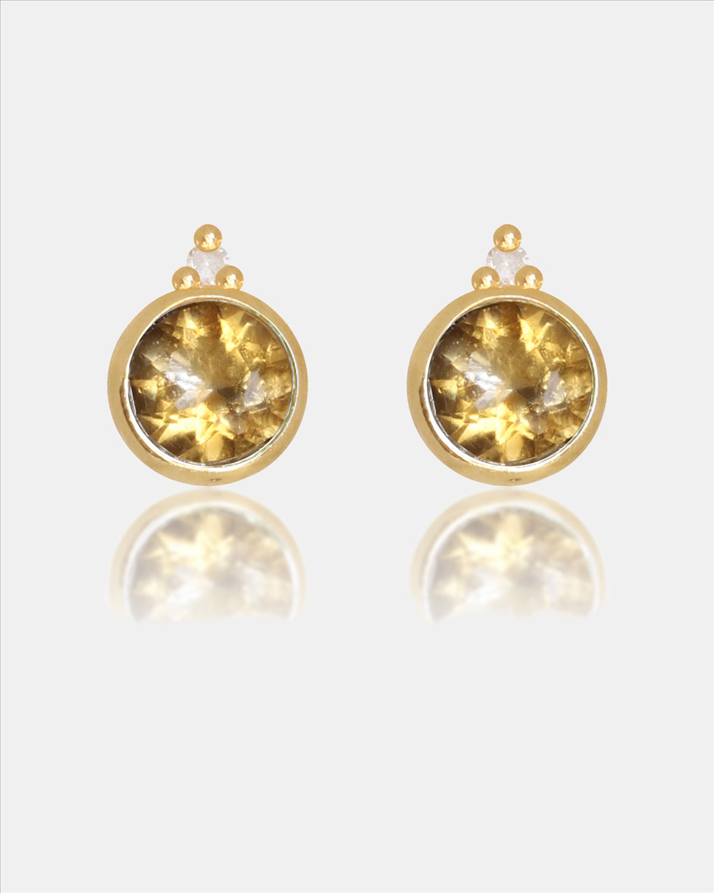 Diamonds By Georgini Natural Citrine And Two Natural Diamond November Earrings Sterling Silver Gold Plated