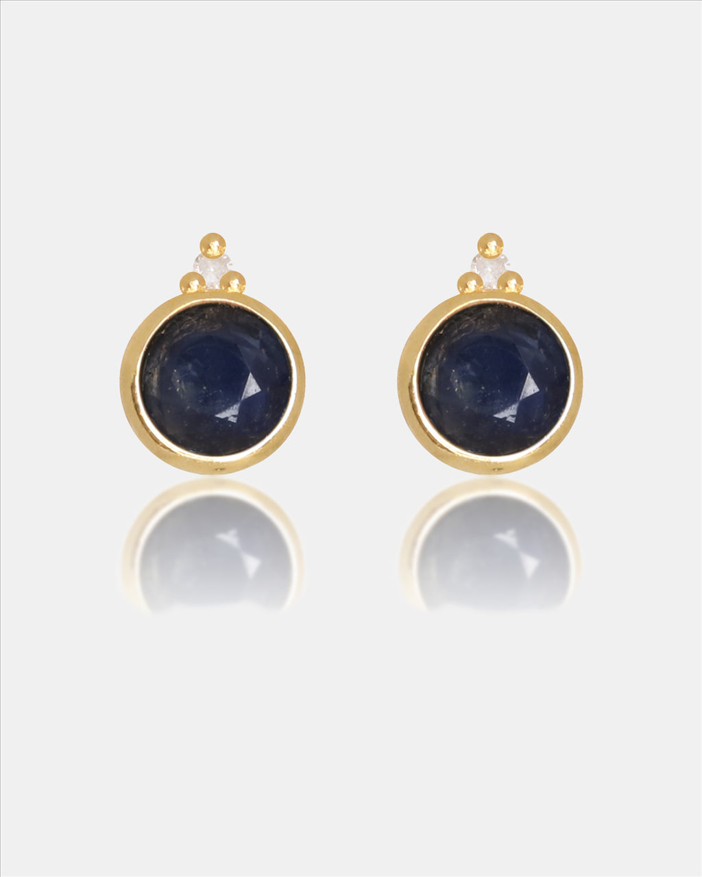 Diamonds By Georgini Natural Sapphire And Two Natural Diamond September Earrings Sterling Silver Gold Plated