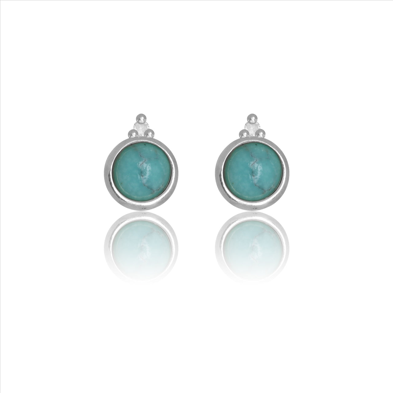 Diamonds By Georgini Natural Turquoise And Two Natural Diamond December Earrings Sterling Silver