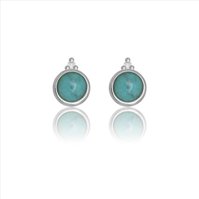 Diamonds By Georgini Natural Turquoise And Two Natural Diamond December Earrings Sterling Silver