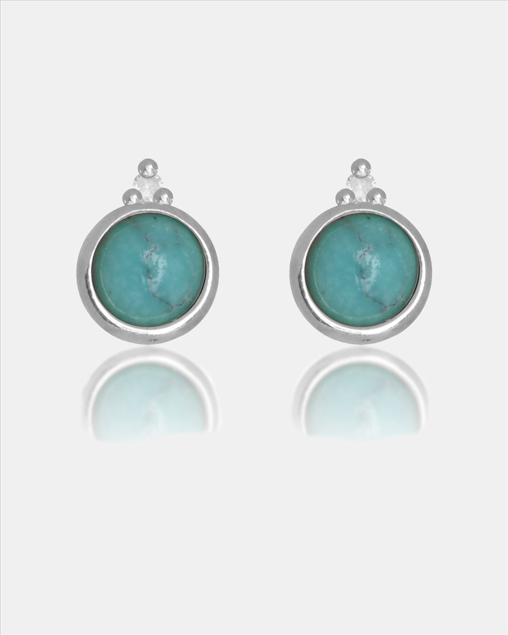 Diamonds By Georgini Natural Turquoise And Two Natural Diamond December Earrings Sterling Silver