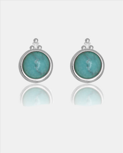 Diamonds By Georgini Natural Turquoise And Two Natural Diamond December Earrings Sterling Silver