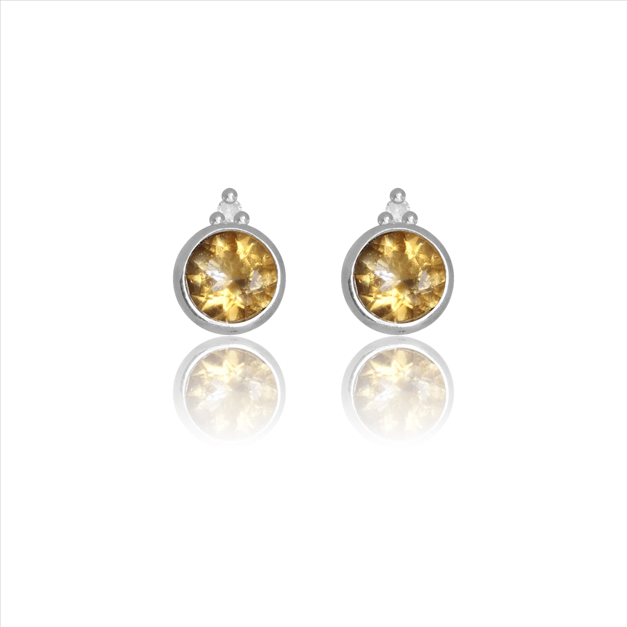 Diamonds By Georgini Natural Citrine And Two Natural Diamond November Earrings Sterling Silver