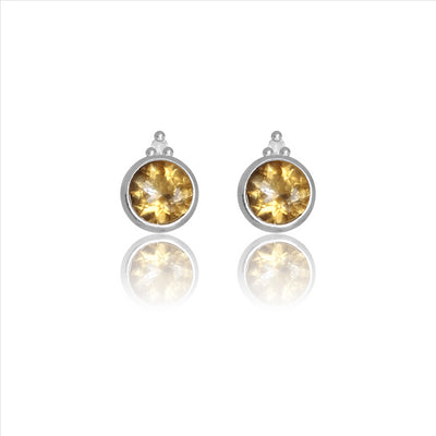 Diamonds By Georgini Natural Citrine And Two Natural Diamond November Earrings Sterling Silver