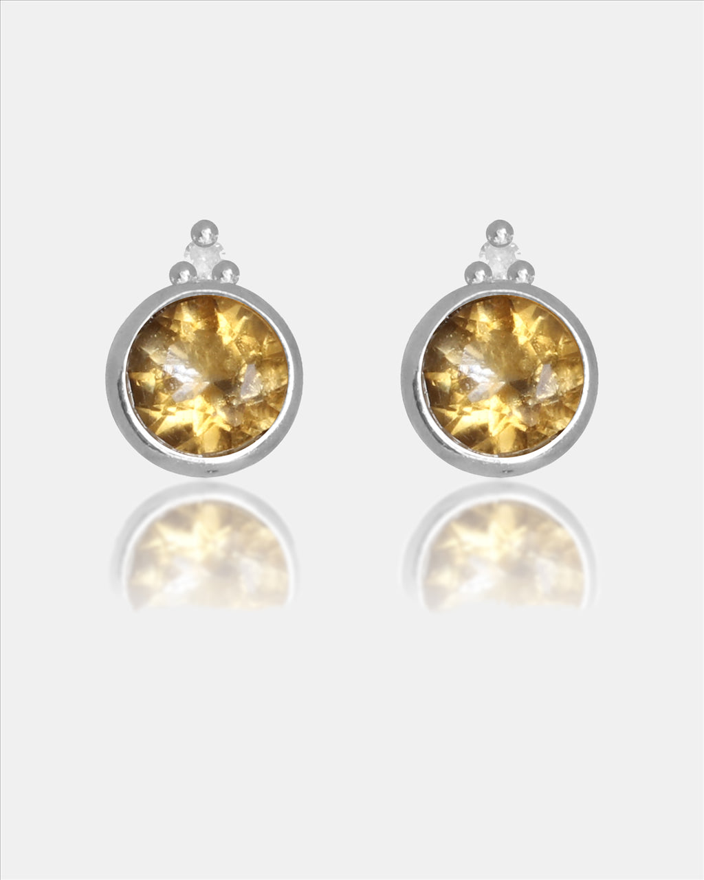 Diamonds By Georgini Natural Citrine And Two Natural Diamond November Earrings Sterling Silver