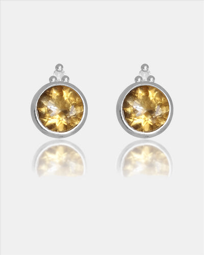 Diamonds By Georgini Natural Citrine And Two Natural Diamond November Earrings Sterling Silver