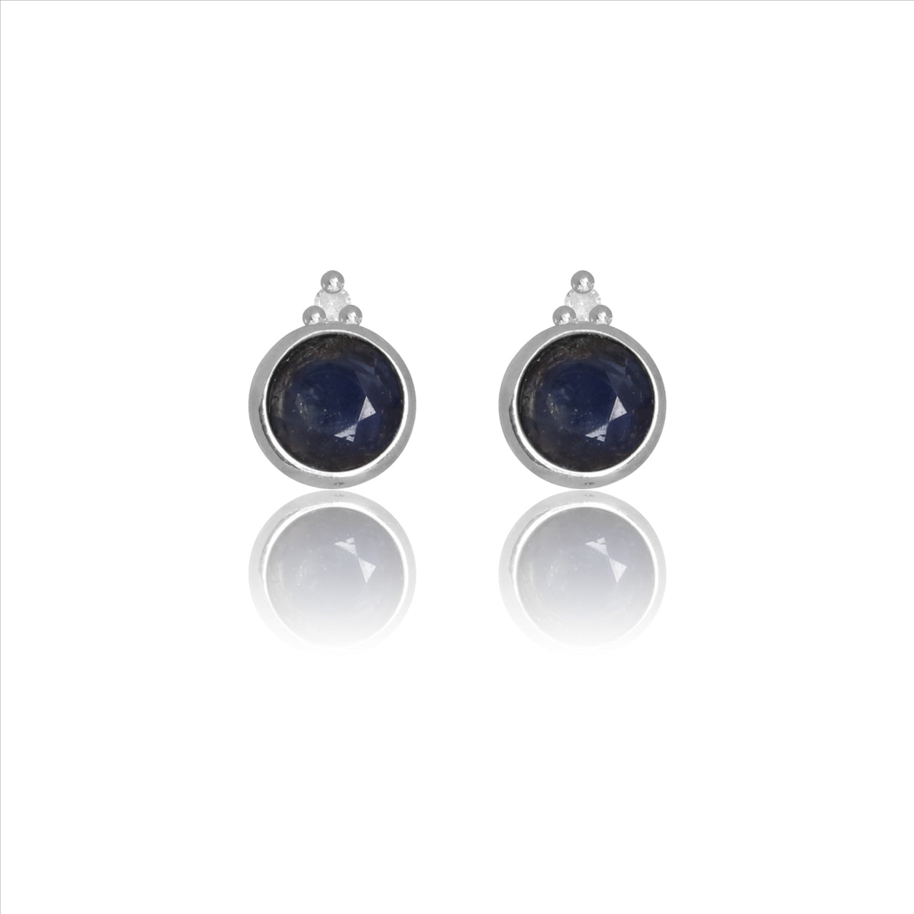 Diamonds By Georgini Natural Sapphire And Two Natural Diamond September Earrings Sterling Silver