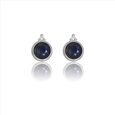 Diamonds By Georgini Natural Sapphire And Two Natural Diamond September Earrings Sterling Silver