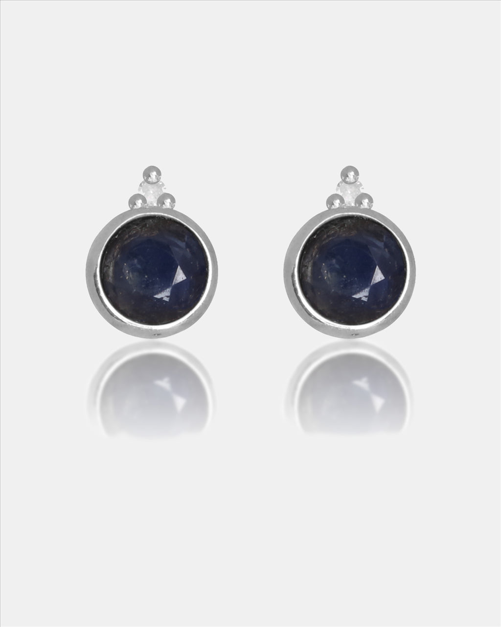 Diamonds By Georgini Natural Sapphire And Two Natural Diamond September Earrings Sterling Silver