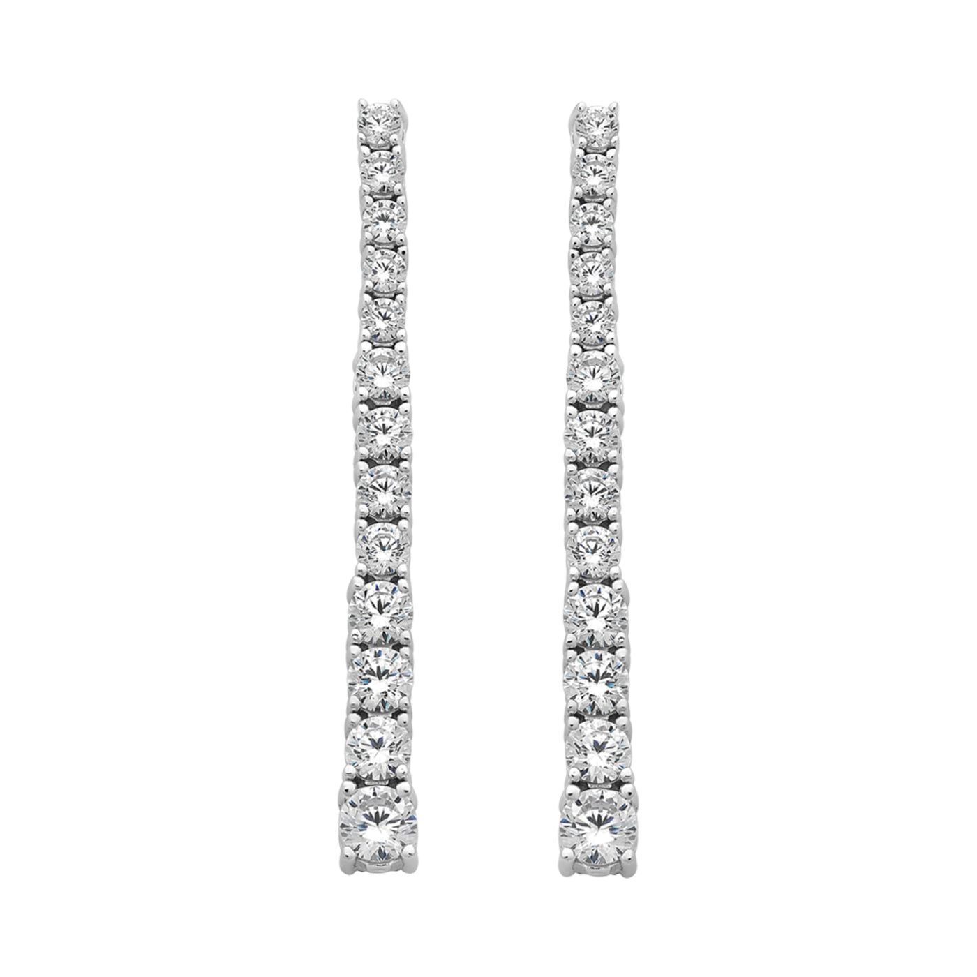 Sterling Silver Cubic Zirconia Graduated Earrings