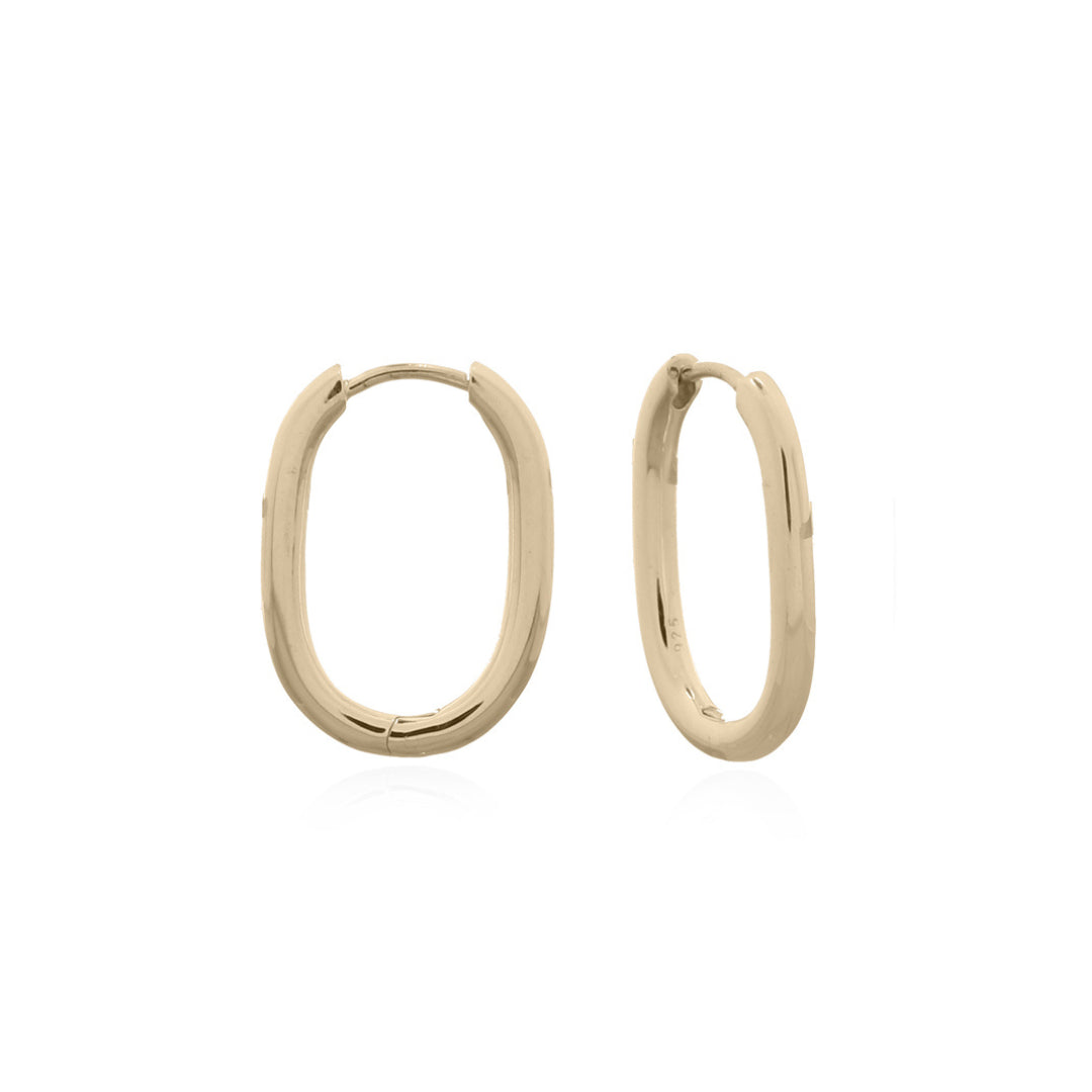 Onatah Sterling Silver Gold Plated Oval Medium Huggies Earrings
