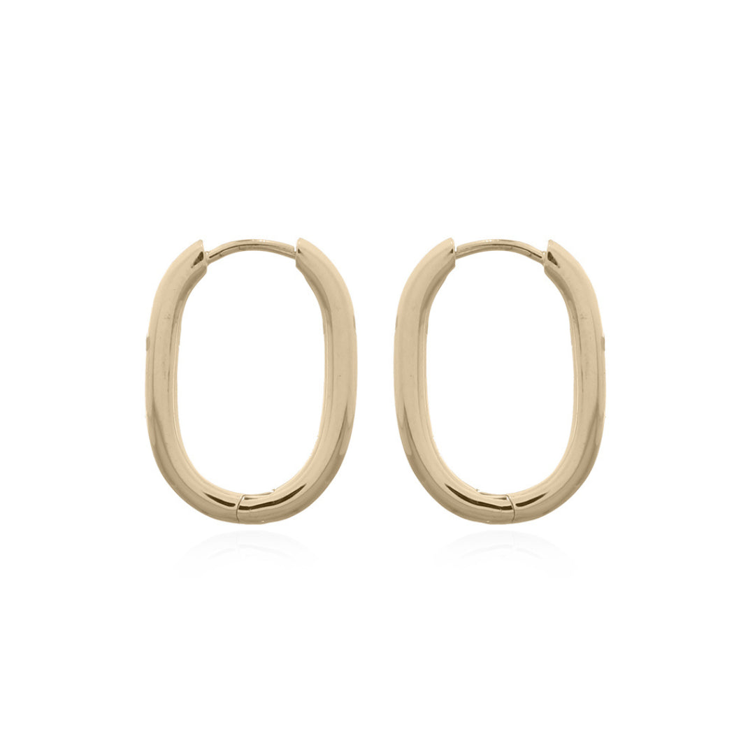 Onatah Sterling Silver Gold Plated Oval Medium Huggies Earrings