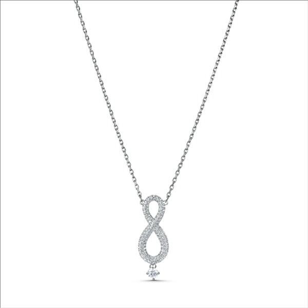 Swarovski Rhodium Plated Infinity Necklace Long